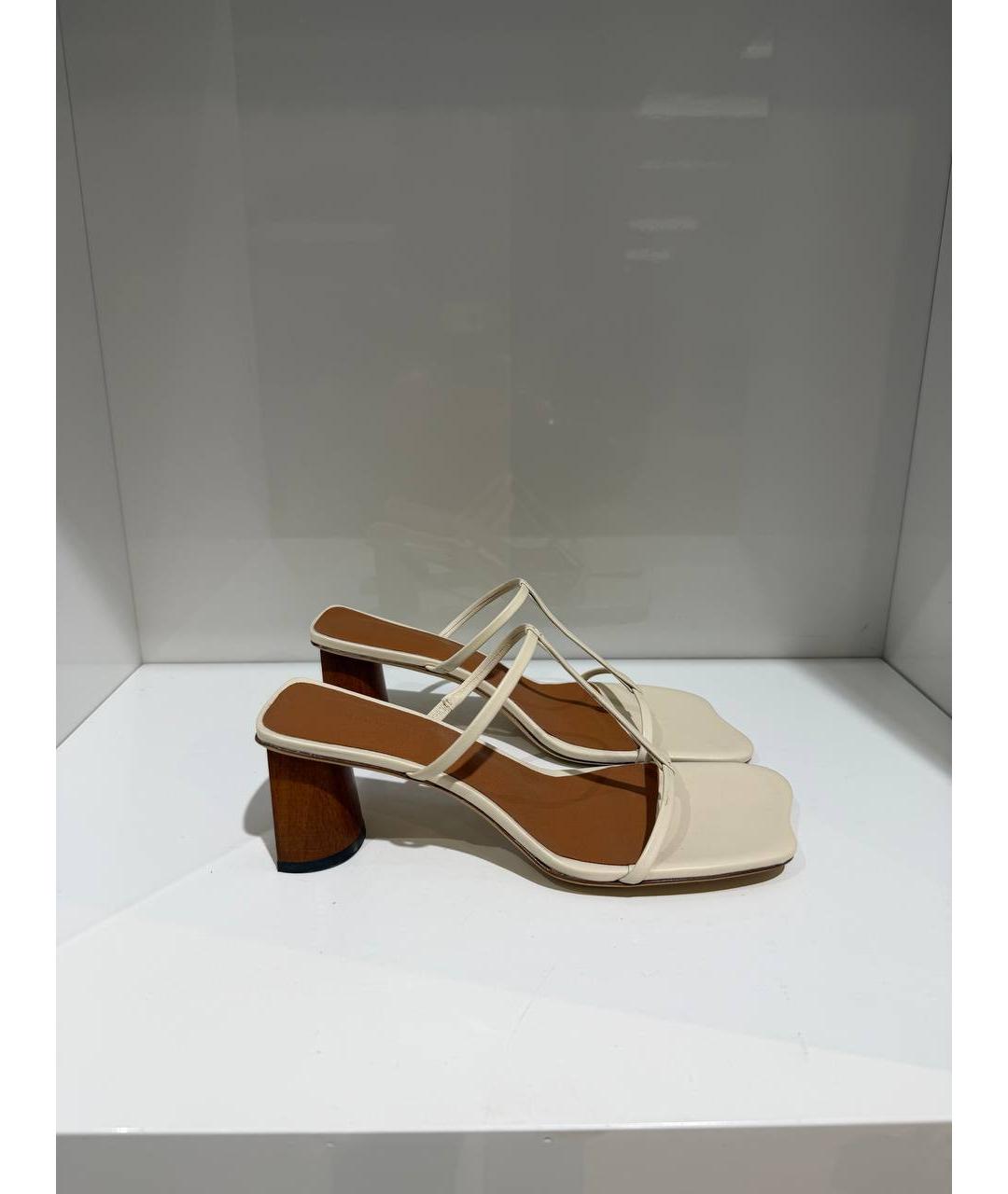 REJINA PYO Бежевые кожаные мюли, фото 4