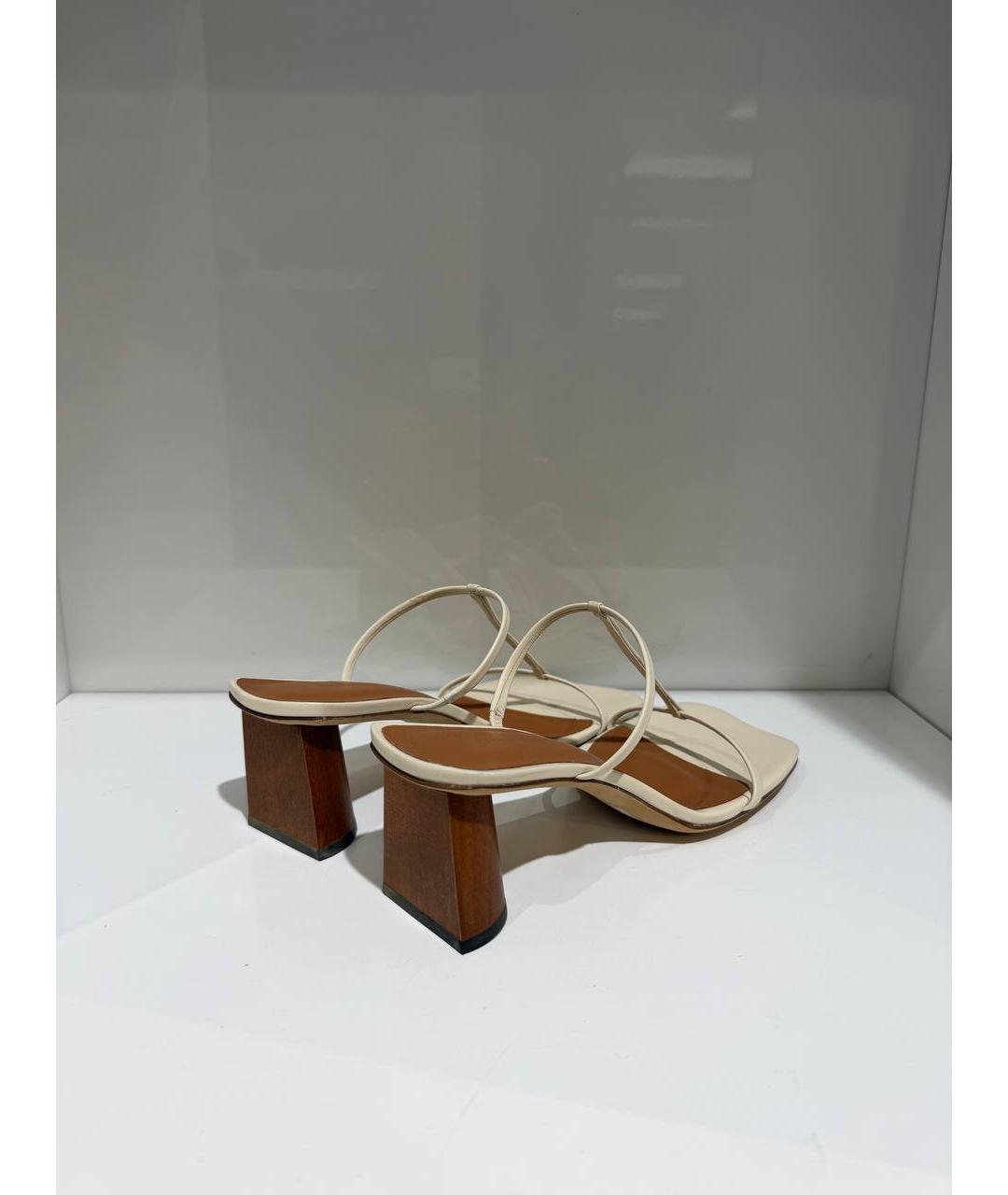 REJINA PYO Бежевые кожаные мюли, фото 3