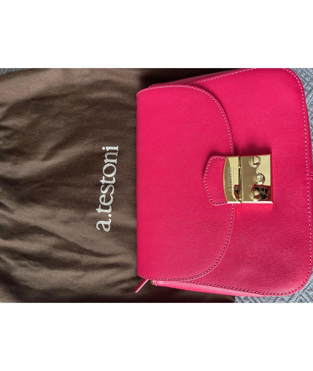 TESTONI Фуксия кожаная сумка через плечо, фото 8