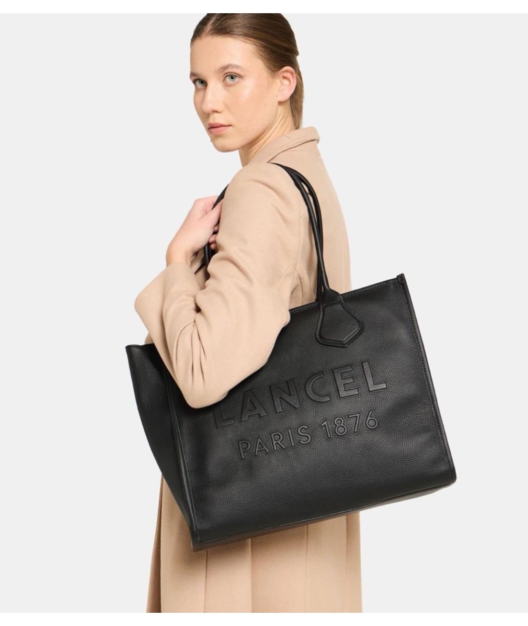 LANCEL Черная кожаная сумка тоут, фото 4