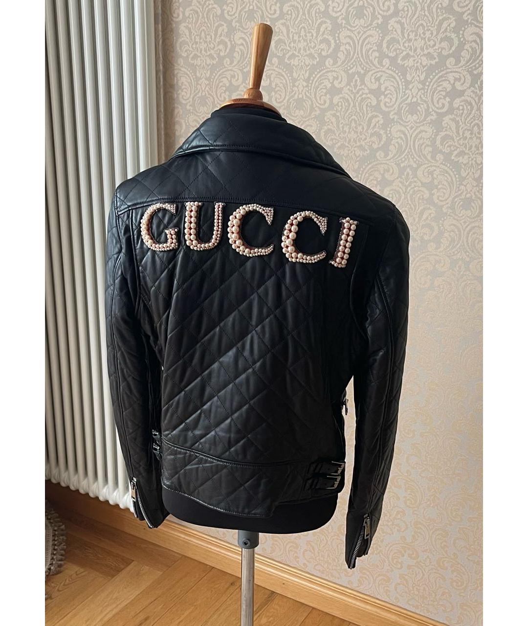 GUCCI Черная кожаная куртка, фото 2