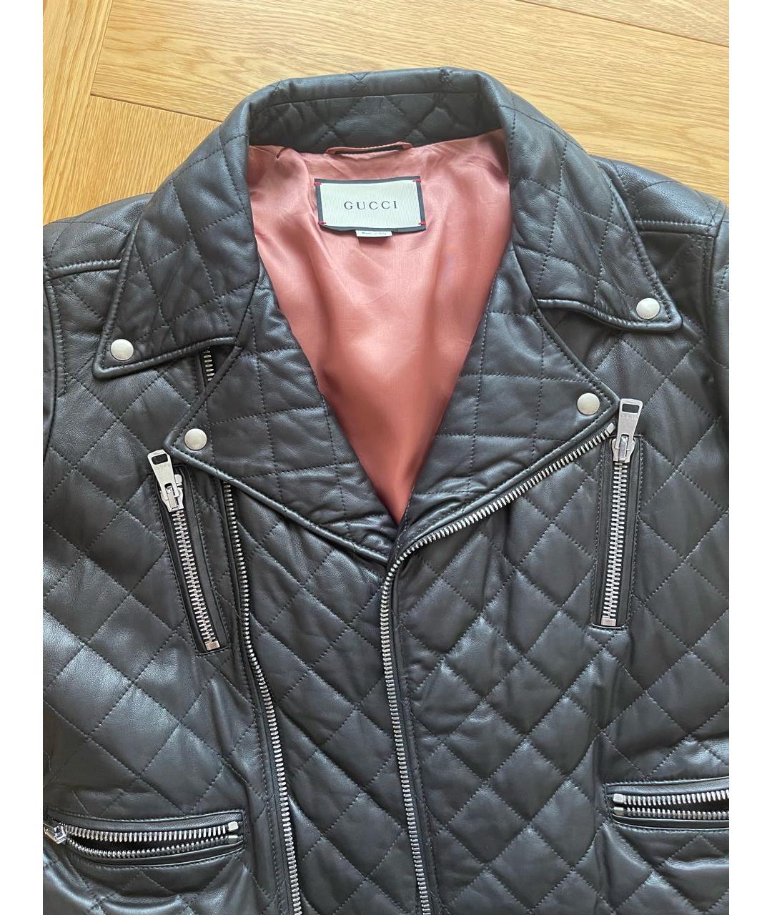 GUCCI Черная кожаная куртка, фото 3