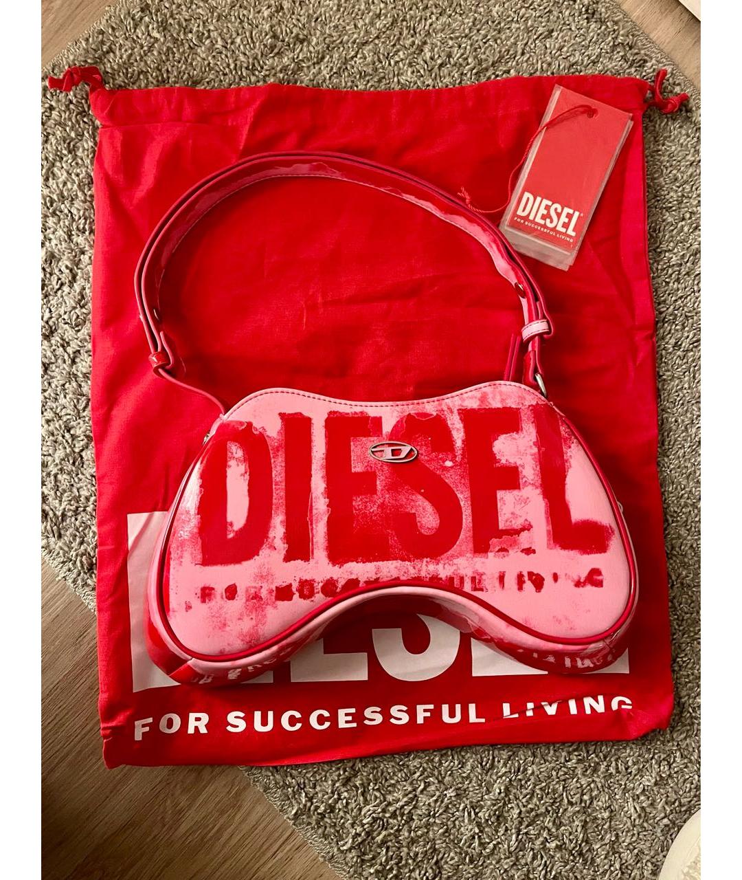 DIESEL Розовая сумка с короткими ручками из искусственной кожи, фото 8