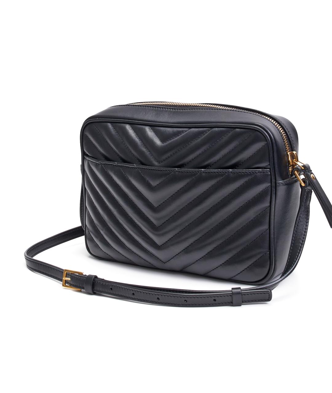 SAINT LAURENT Черная кожаная сумка через плечо, фото 3