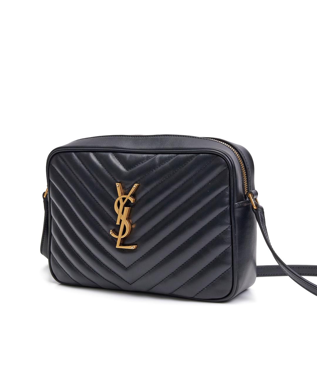 SAINT LAURENT Черная кожаная сумка через плечо, фото 2