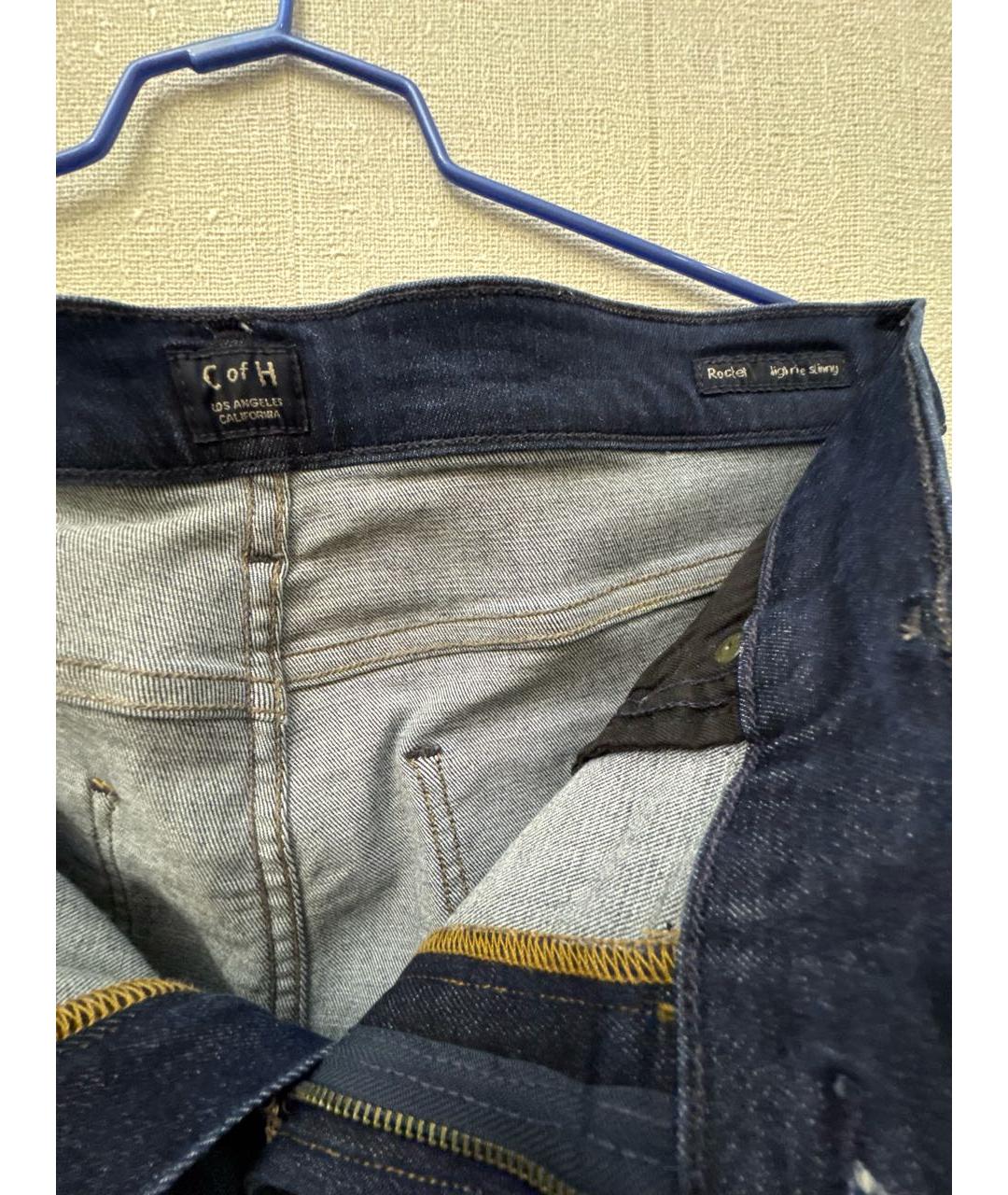 Citizien Of Humanity Темно-синие хлопко-полиэстеровые джинсы слим, фото 3