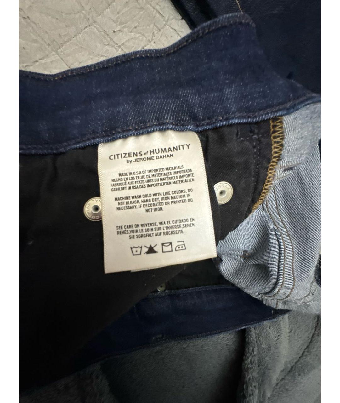 Citizien Of Humanity Темно-синие хлопко-полиэстеровые джинсы слим, фото 4