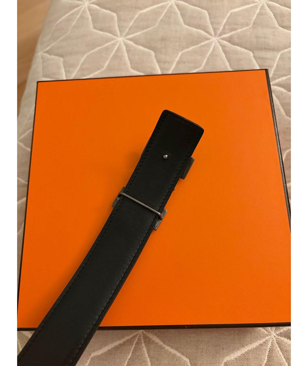 HERMES Черный кожаный ремень, фото 3