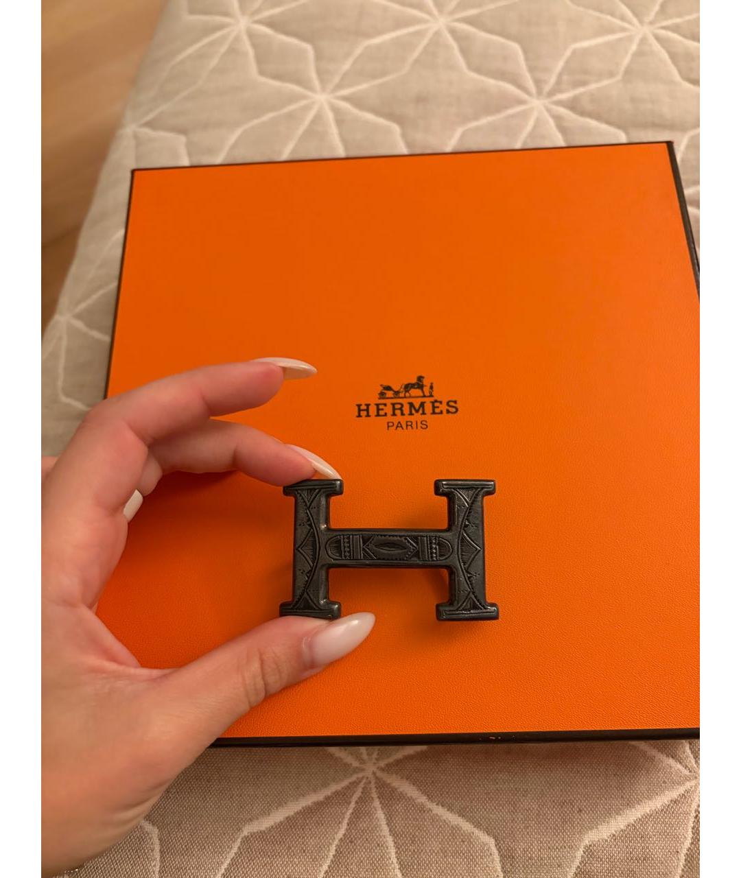 HERMES Черный кожаный ремень, фото 2