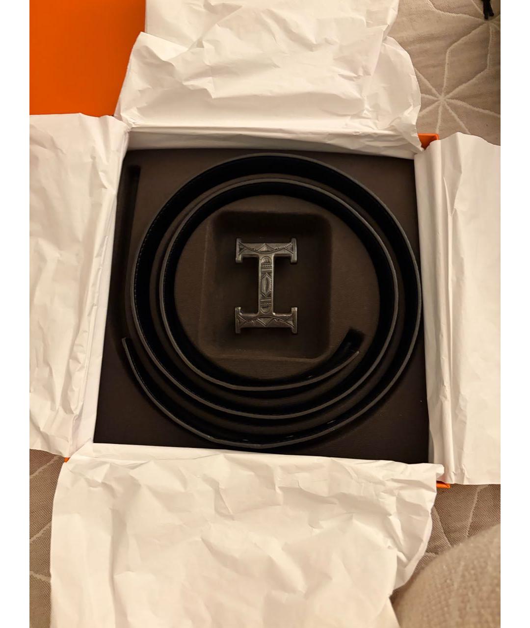 HERMES Черный кожаный ремень, фото 5