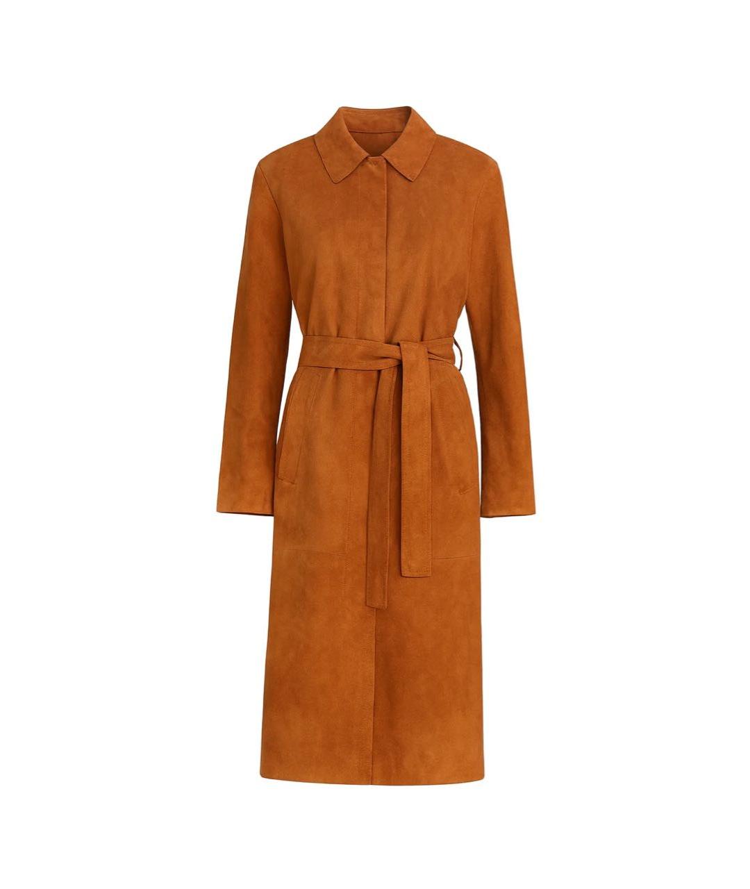 ICEBERG Оранжевый замшевый тренч/плащ, фото 1