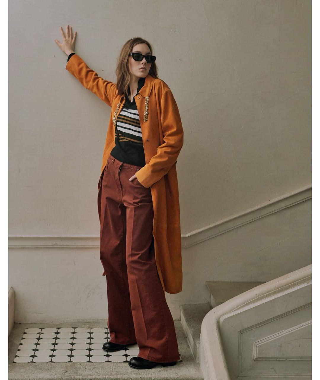 ICEBERG Оранжевый замшевый тренч/плащ, фото 8