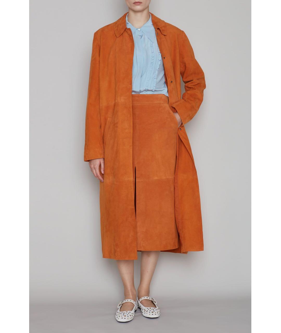 ICEBERG Оранжевый замшевый тренч/плащ, фото 7