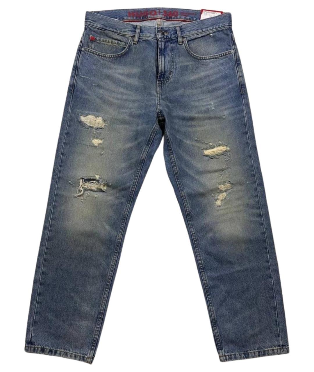 HUGO Голубые хлопковые прямые джинсы, фото 1