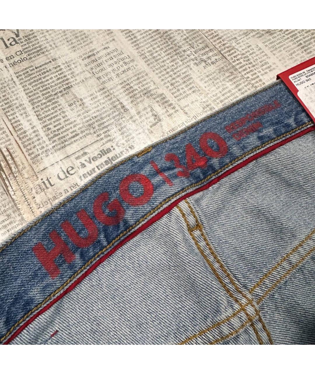 HUGO Голубые хлопковые прямые джинсы, фото 8