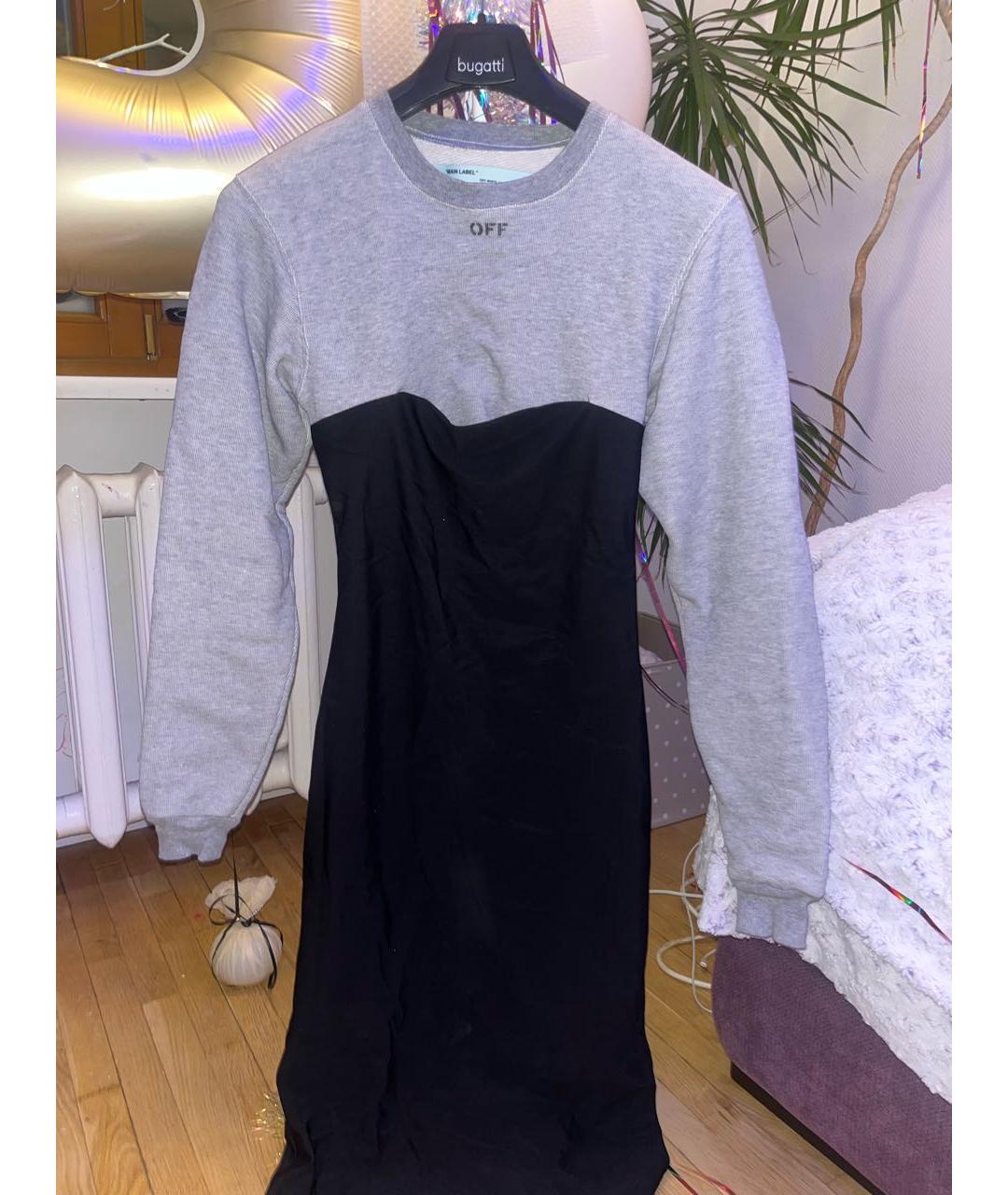 OFF-WHITE Серое вискозное повседневное платье, фото 9