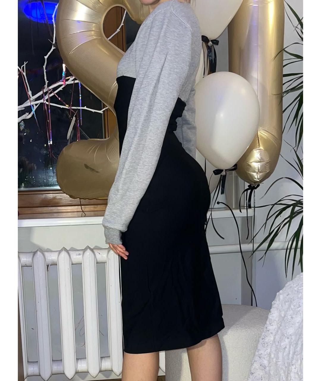 OFF-WHITE Серое вискозное повседневное платье, фото 4