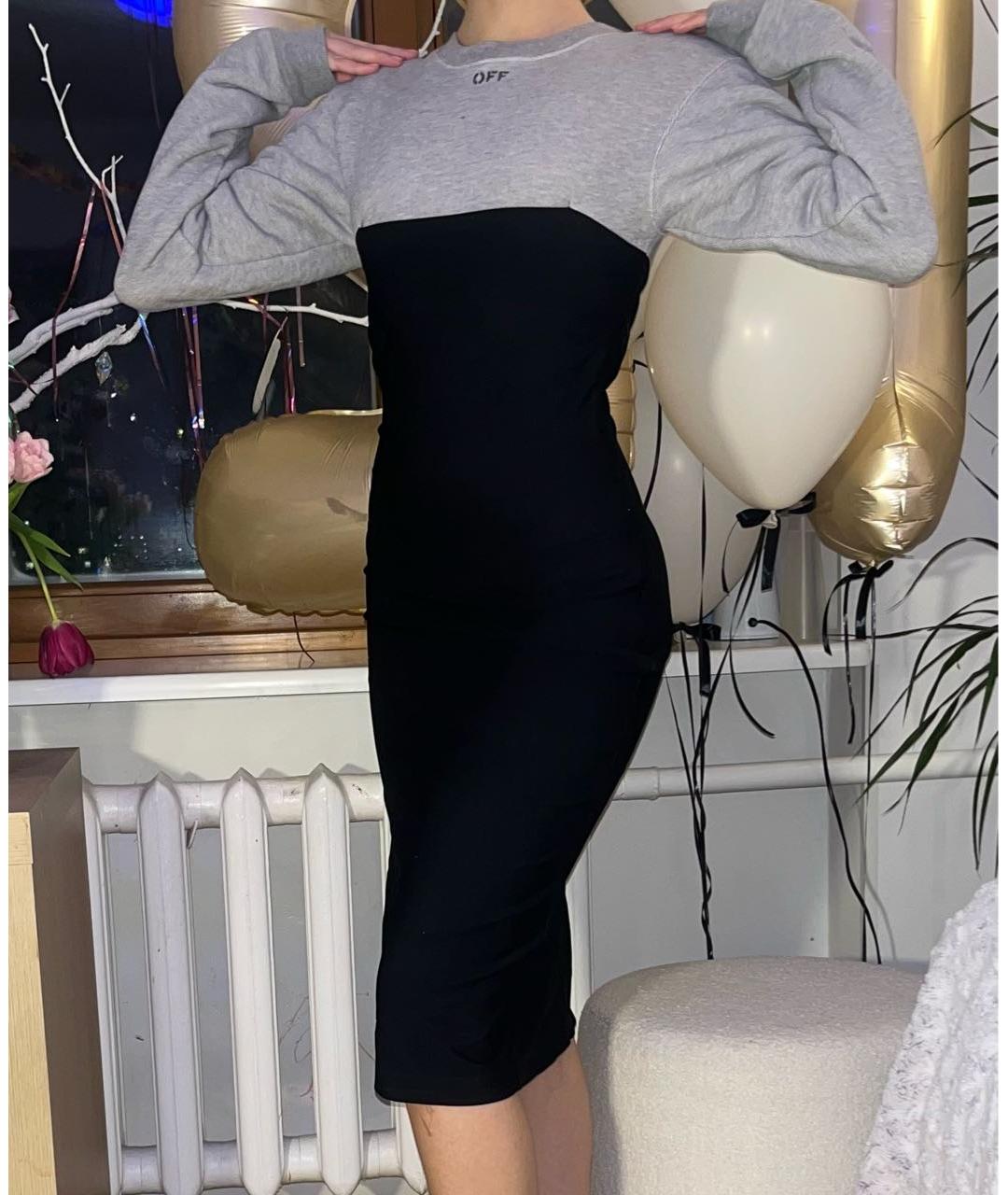 OFF-WHITE Серое вискозное повседневное платье, фото 7