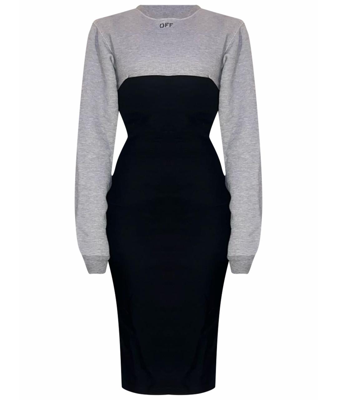 OFF-WHITE Серое вискозное повседневное платье, фото 1