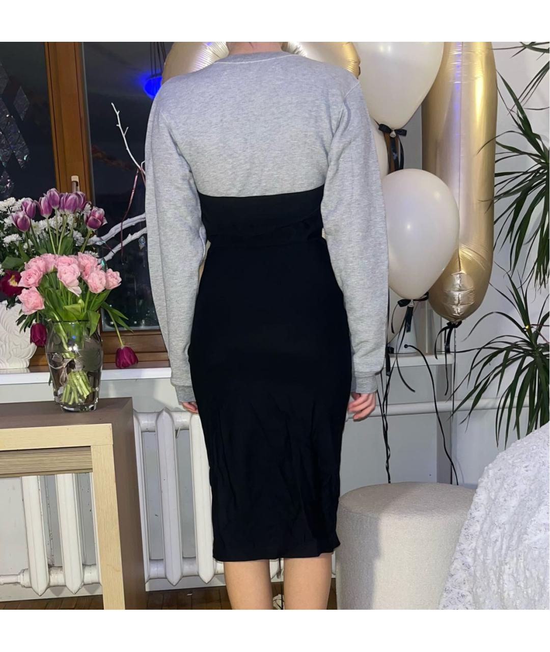 OFF-WHITE Серое вискозное повседневное платье, фото 5