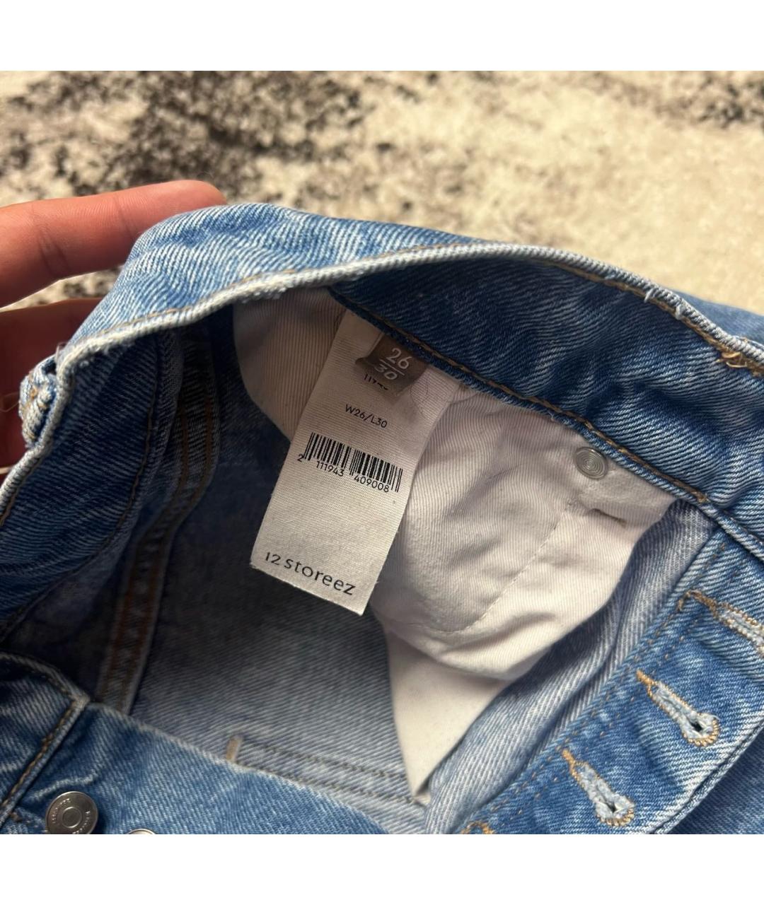 12 STOREEZ Голубые хлопковые прямые джинсы, фото 5