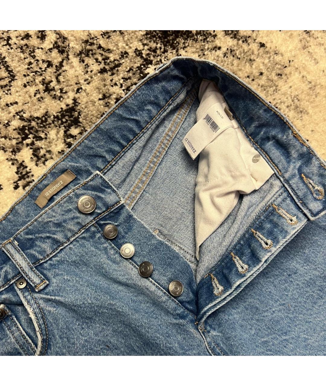 12 STOREEZ Голубые хлопковые прямые джинсы, фото 4