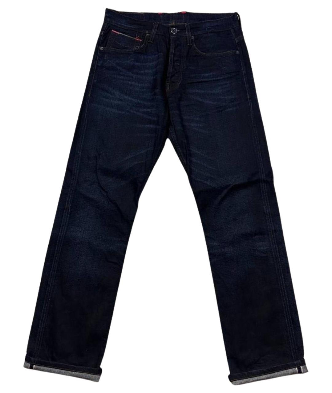 BIKKEMBERGS Темно-синие хлопковые прямые джинсы, фото 1