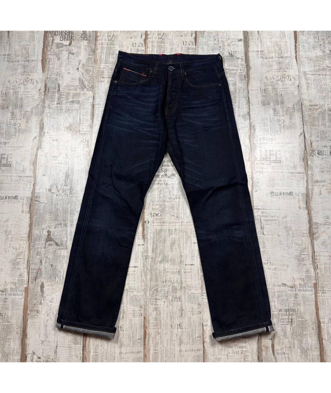 BIKKEMBERGS Темно-синие хлопковые прямые джинсы, фото 6