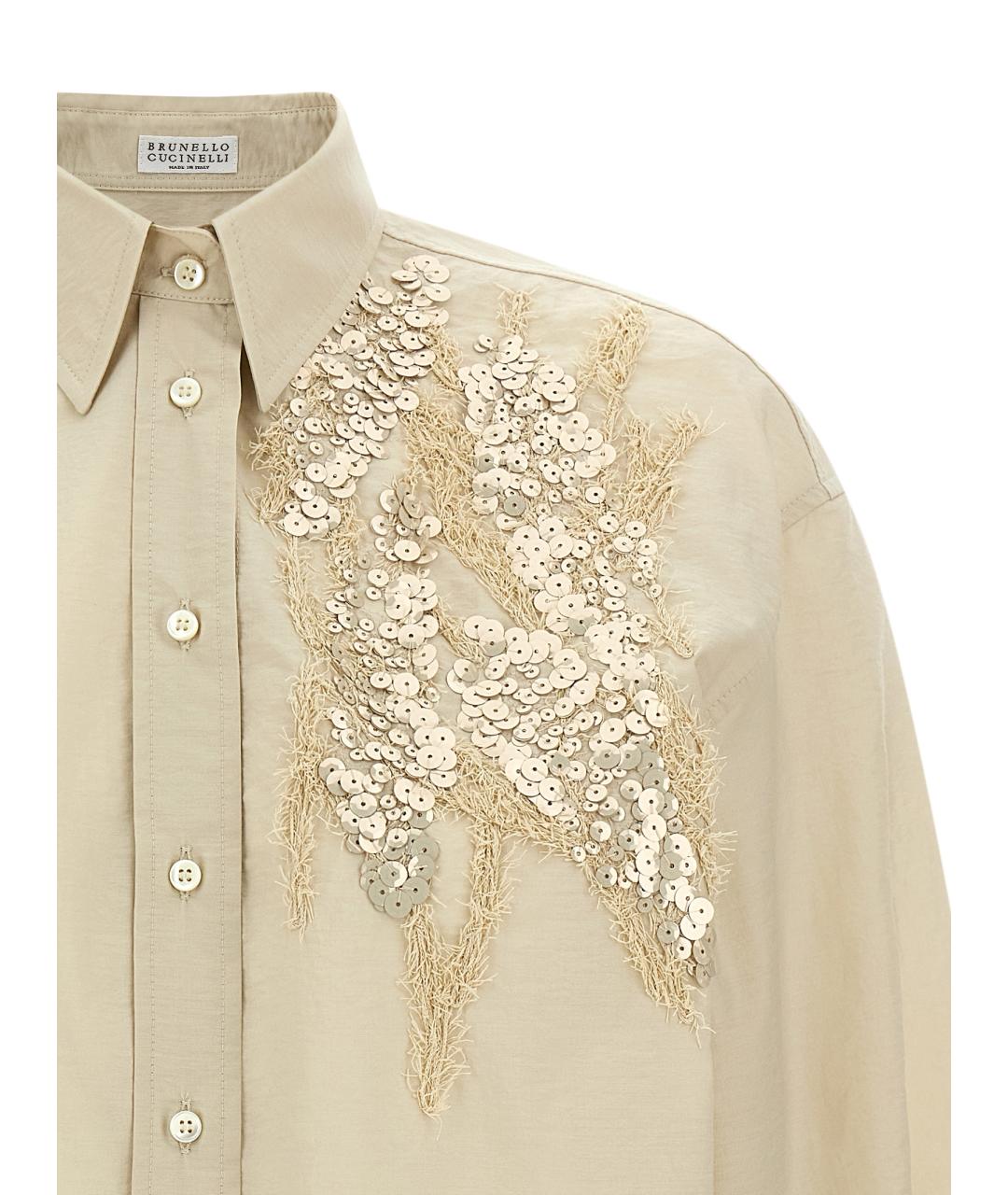 BRUNELLO CUCINELLI Бежевая хлопковая блузы, фото 3