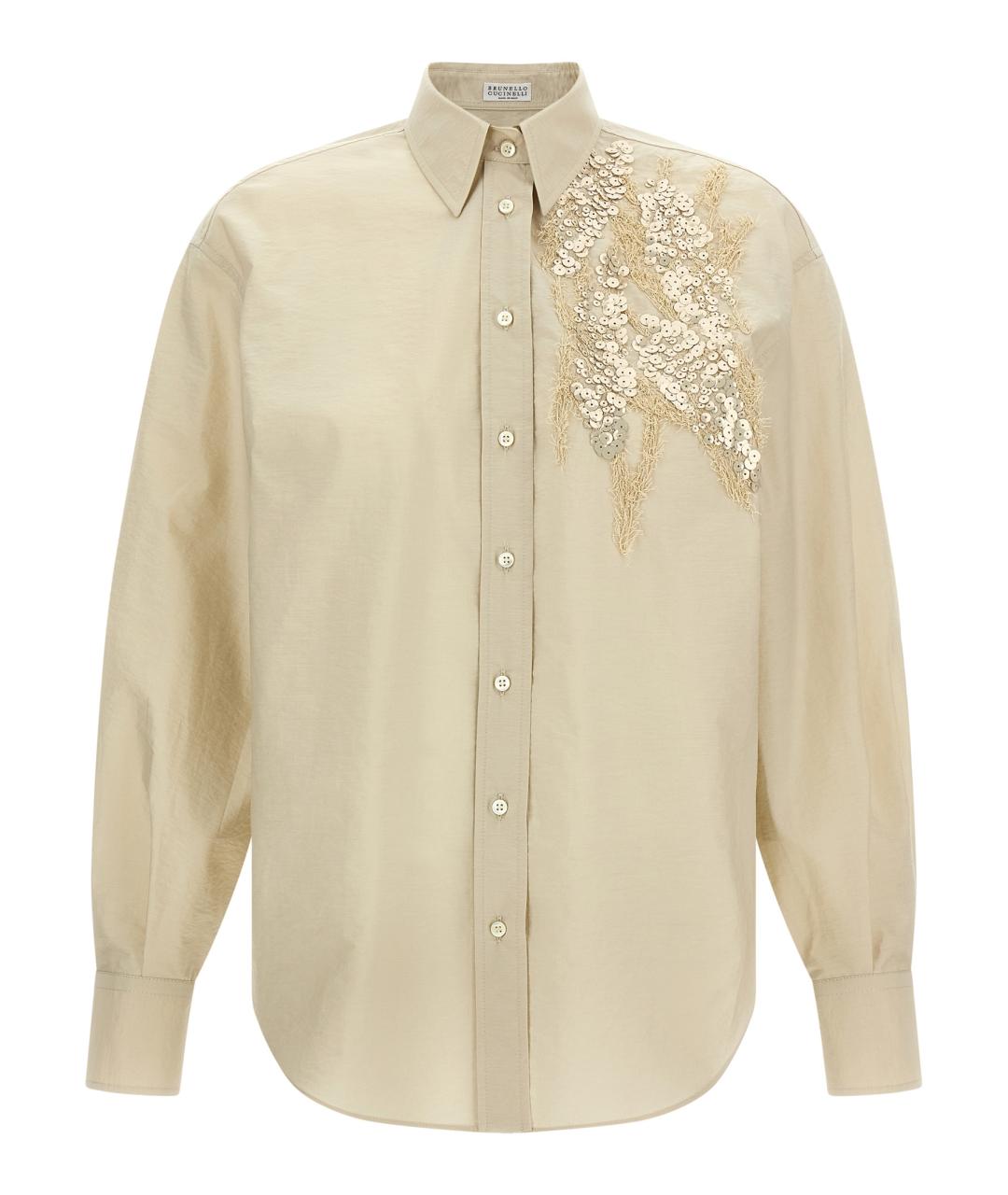BRUNELLO CUCINELLI Бежевая хлопковая блузы, фото 1