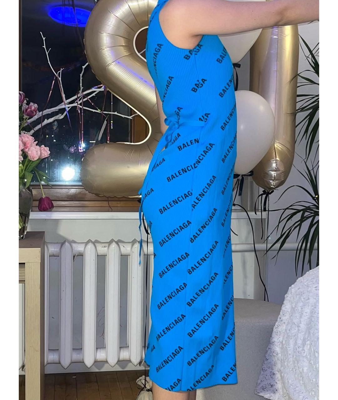 BALENCIAGA Бирюзовое полиамидовое повседневное платье, фото 4