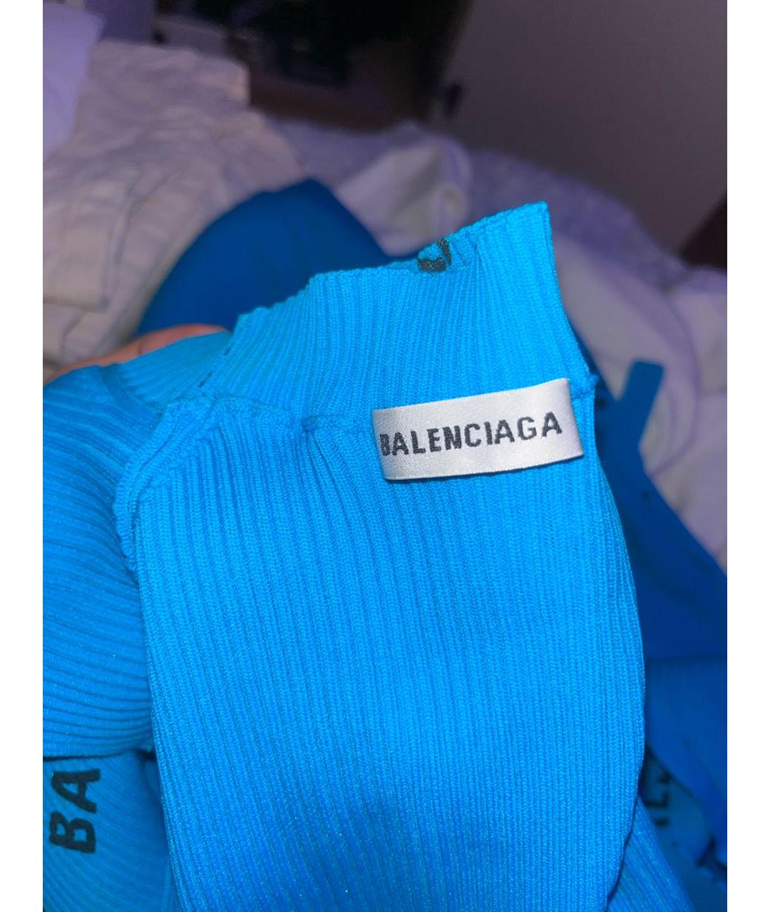 BALENCIAGA Бирюзовое полиамидовое повседневное платье, фото 7