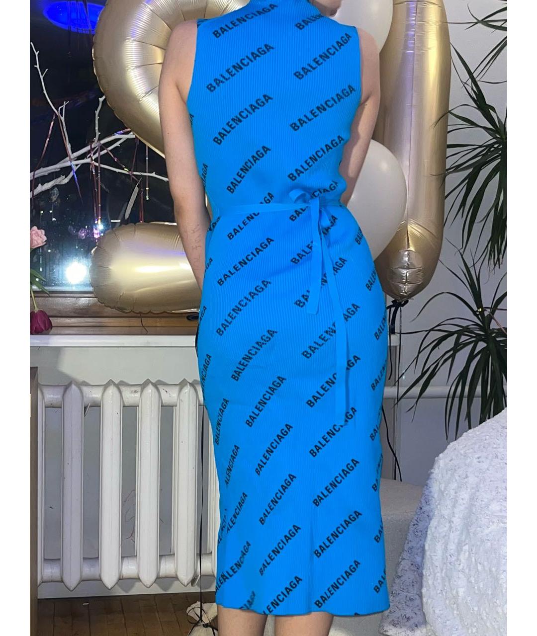 BALENCIAGA Бирюзовое полиамидовое повседневное платье, фото 6