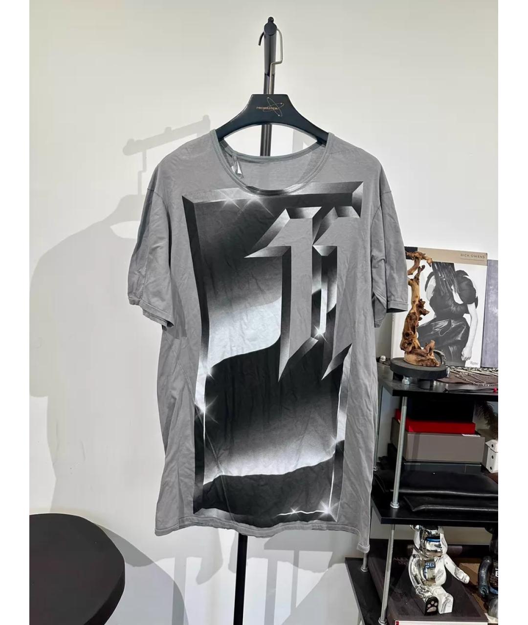 BORIS BIDJAN Серая хлопковая футболка, фото 6