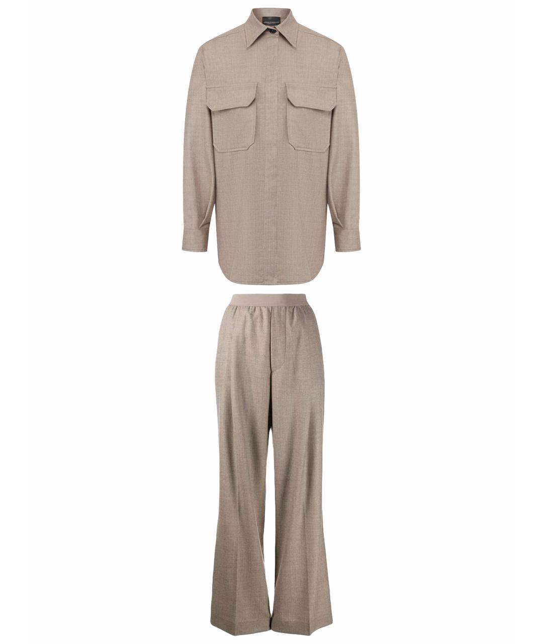 ERIKA CAVALLINI Бежевый шерстяной костюм с брюками, фото 1