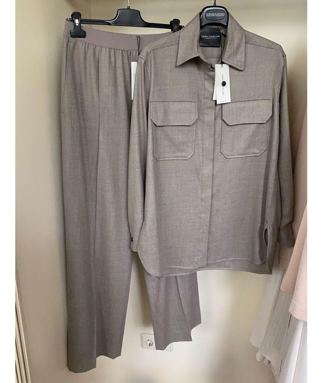 ERIKA CAVALLINI Бежевый шерстяной костюм с брюками, фото 7