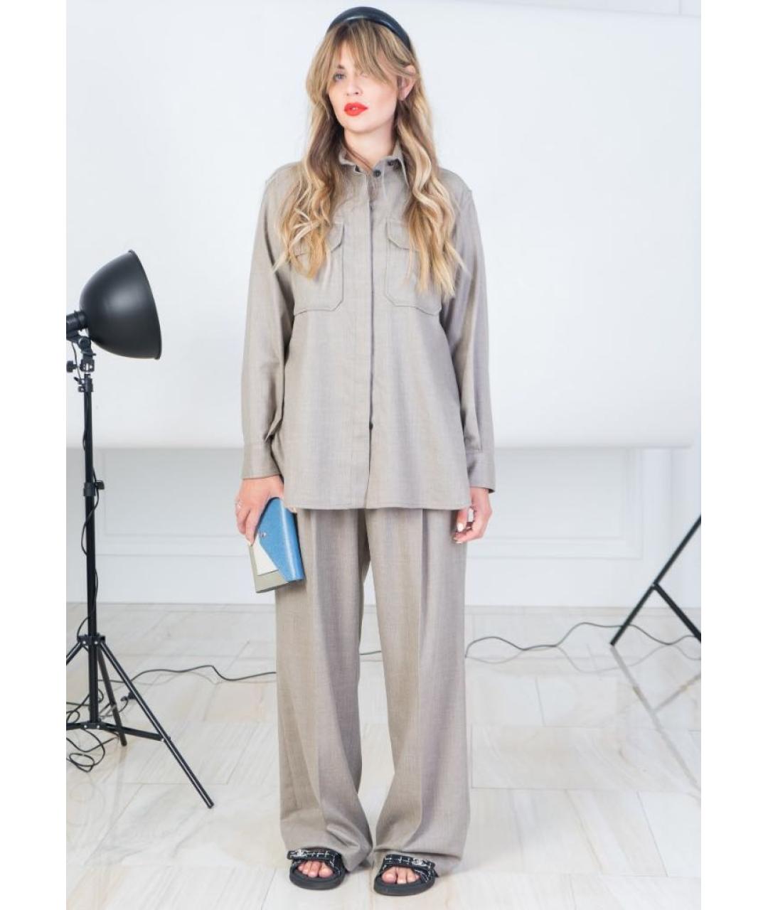 ERIKA CAVALLINI Бежевый шерстяной костюм с брюками, фото 9