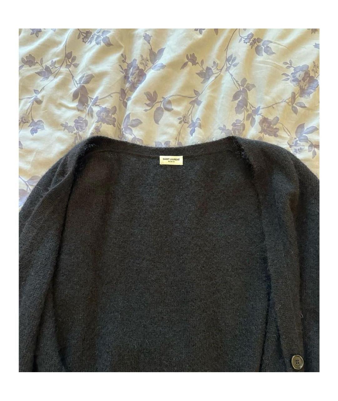 SAINT LAURENT Черный шерстяной кардиган, фото 3