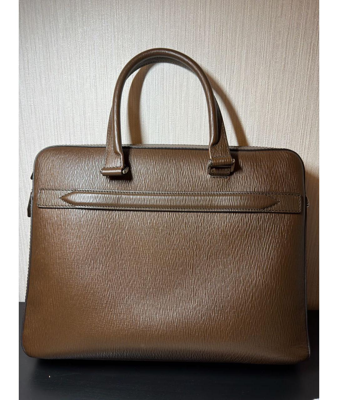 FERRAGAMO Коричневый кожаный портфель, фото 3