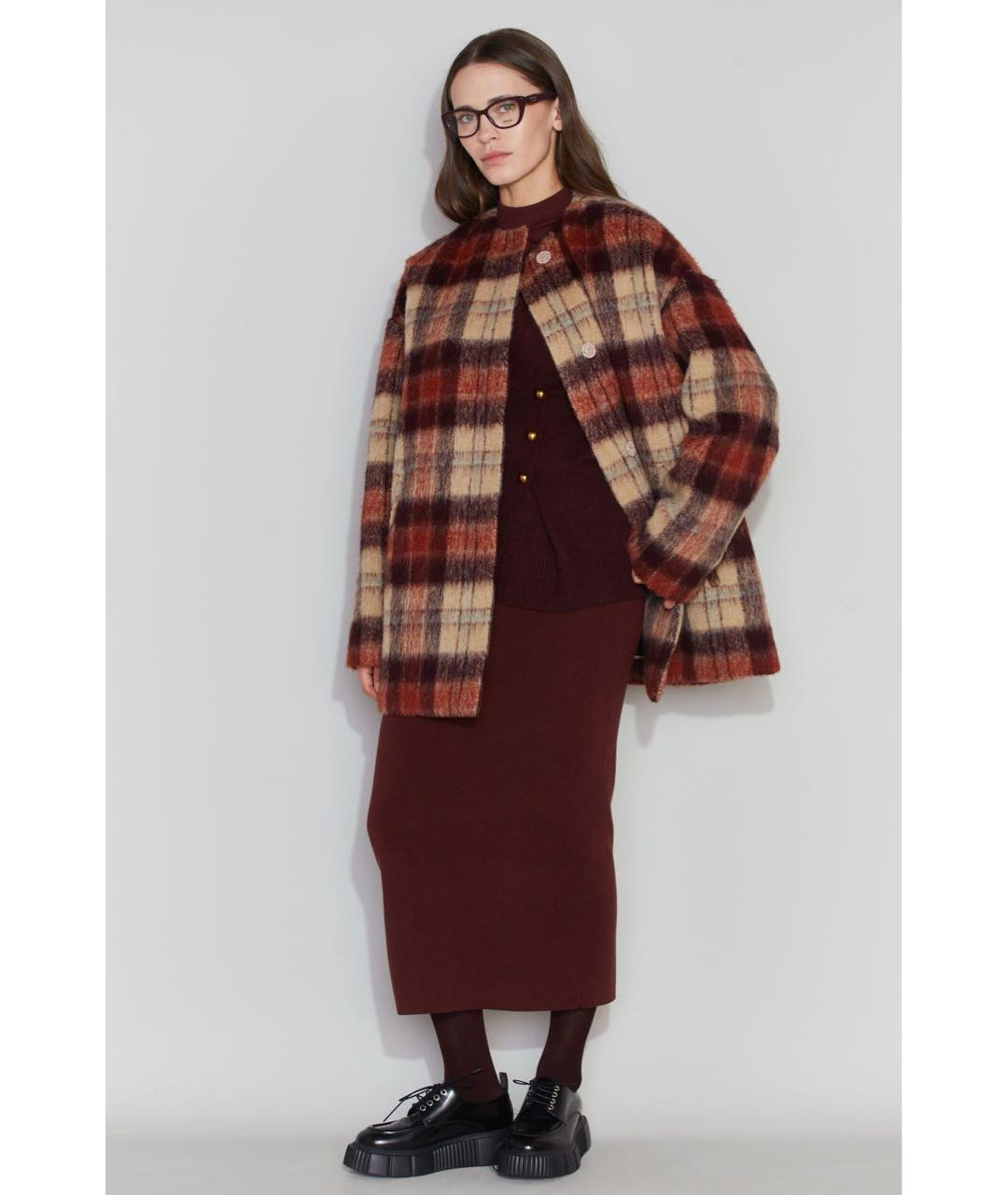NO. 21 Бордовое шерстяное пальто, фото 4