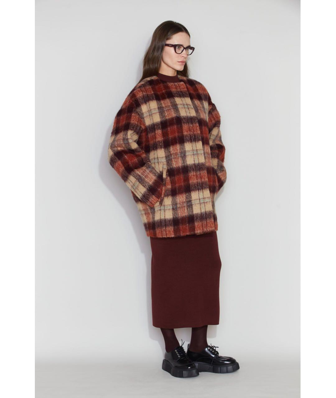 NO. 21 Бордовое шерстяное пальто, фото 5