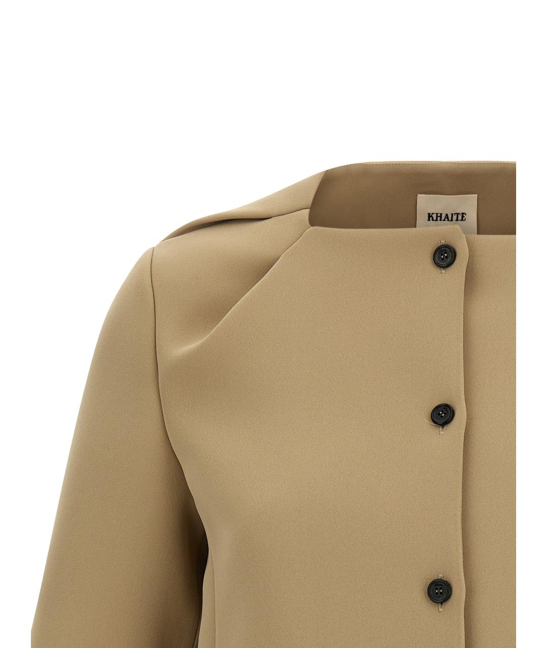 KHAITE Бежевый полиэстеровый жакет/пиджак, фото 3