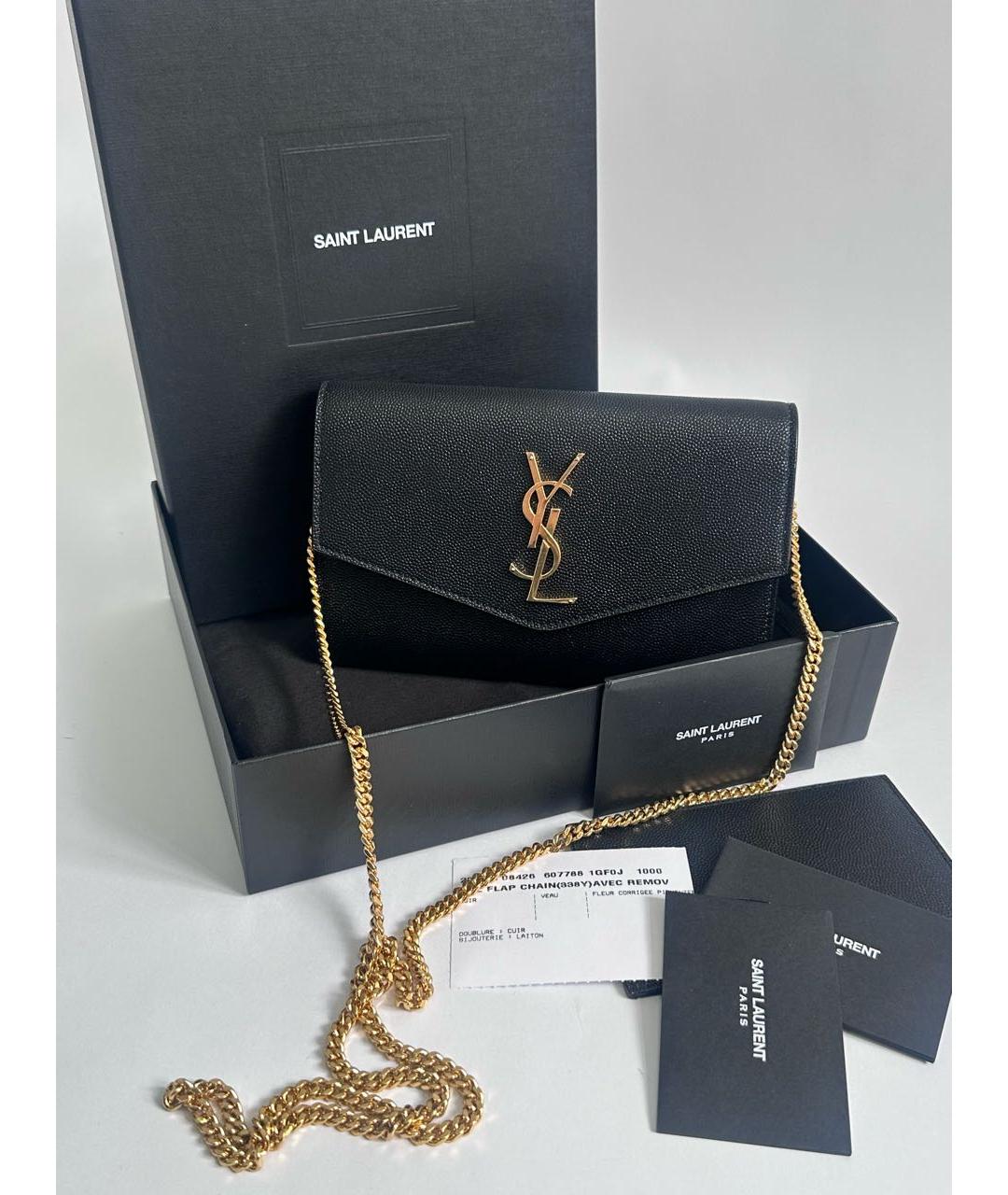 SAINT LAURENT Черная кожаная сумка через плечо, фото 6