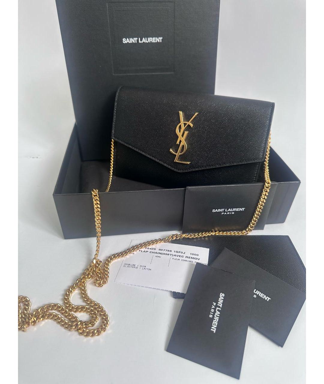SAINT LAURENT Черная кожаная сумка через плечо, фото 5