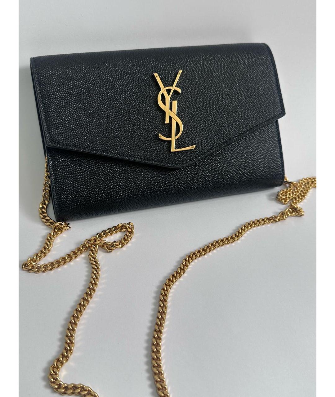 SAINT LAURENT Черная кожаная сумка через плечо, фото 2