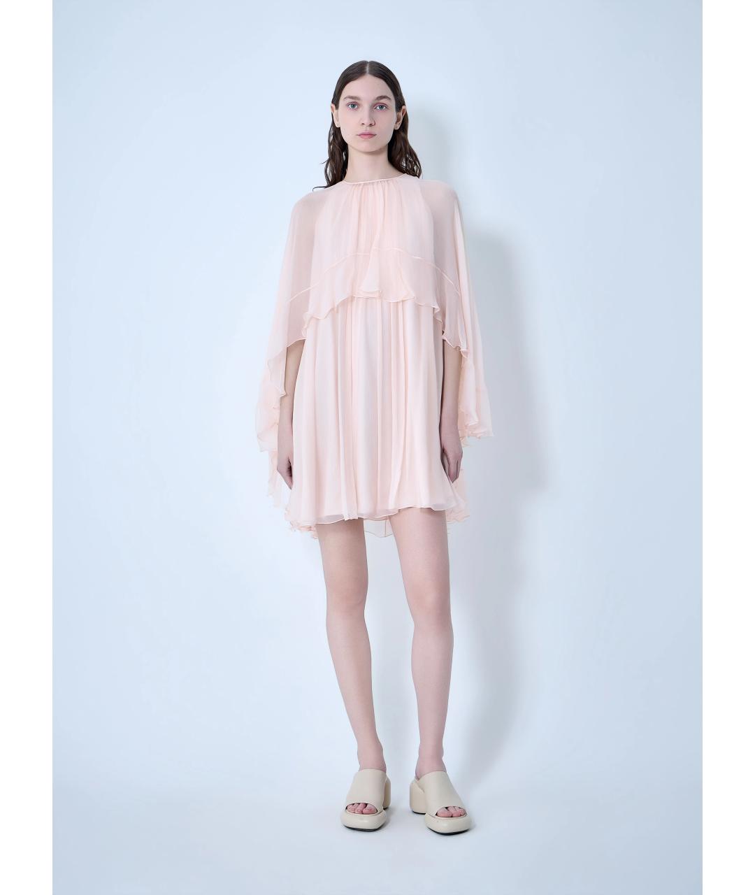 CHLOE Розовое шелковое коктейльное платье, фото 4