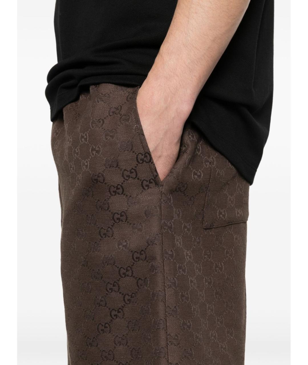 GUCCI Коричневые полиэстеровые шорты, фото 3