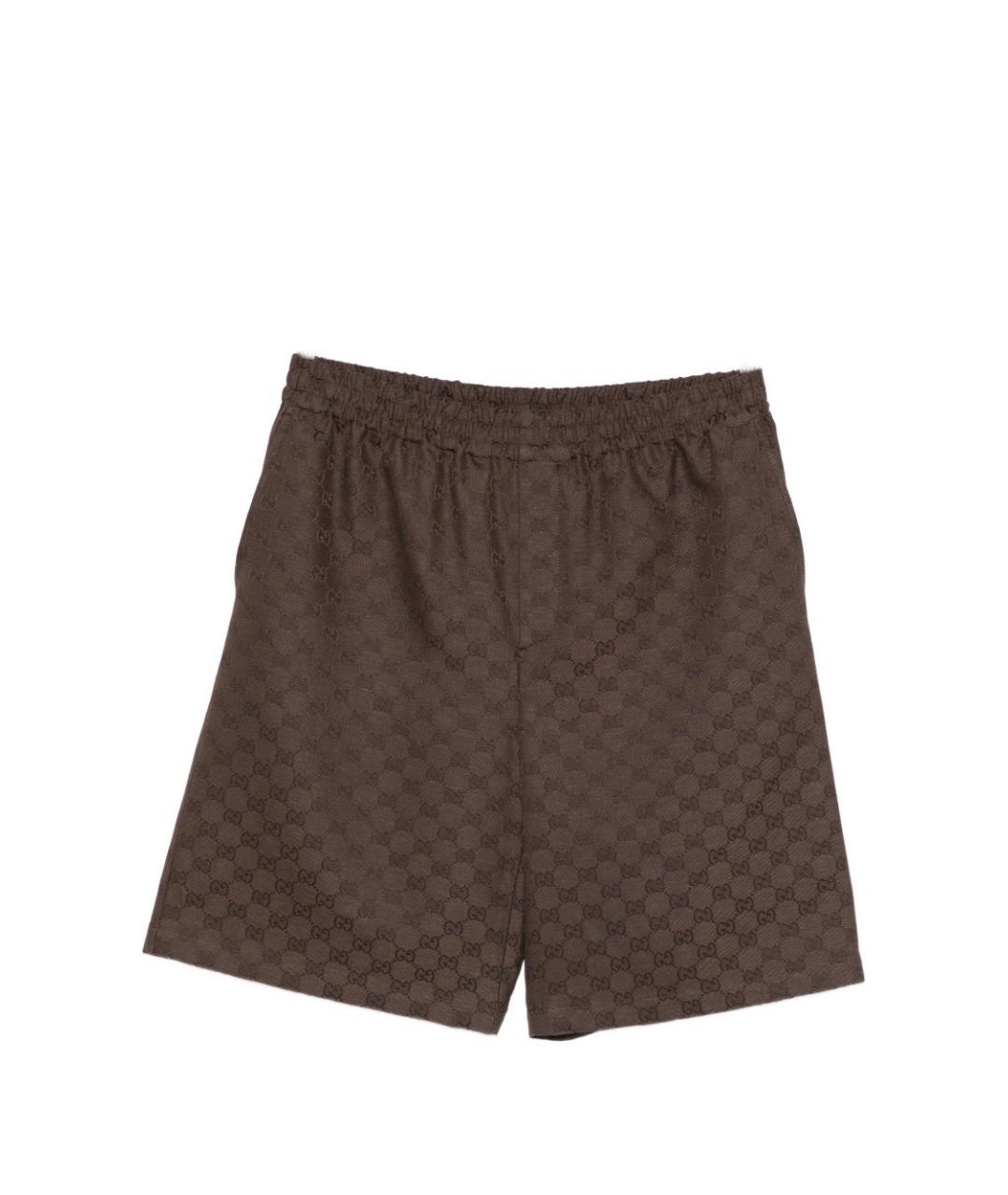 GUCCI Коричневые полиэстеровые шорты, фото 1