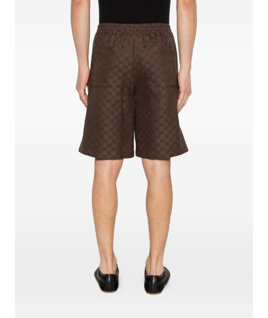 GUCCI Коричневые полиэстеровые шорты, фото 4