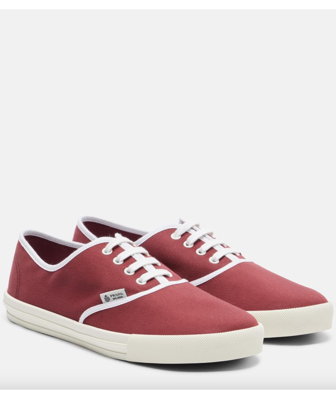 PRADA Красные текстильные низкие кроссовки / кеды, фото 3